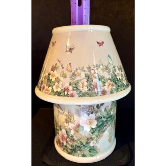Carson Porcelain Butterflies & Flowers Candle Holder Art By Lena Liu - Picture 11 of 11